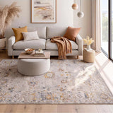 Alfombra clásica beige y multicolor para salón Berta 5204 Atticgo