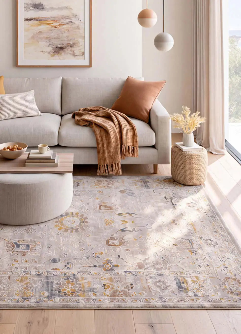 Alfombra clásica beige y multicolor salón Berta 5204 Atticgo