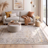 Alfombra clásica beige y multicolor para salón Berta 5208 Atticgo