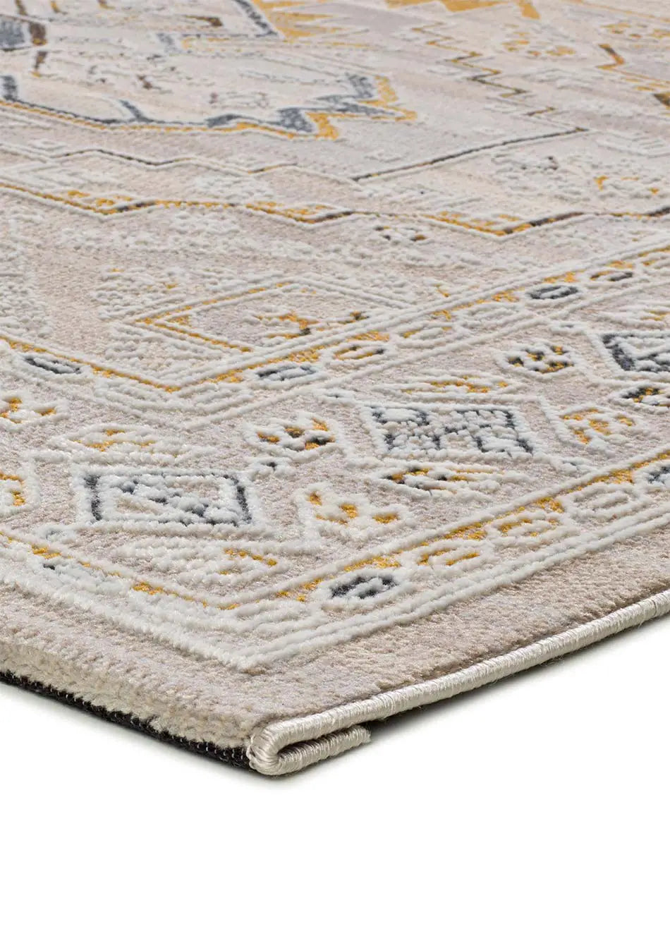 Alfombra clásica beige y mostaza esquina Berta 5211 Atticgo