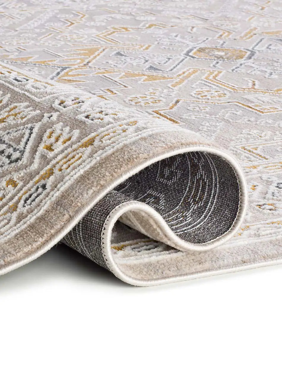 Alfombra clásica beige y mostaza pliegue Berta 5211 Atticgo