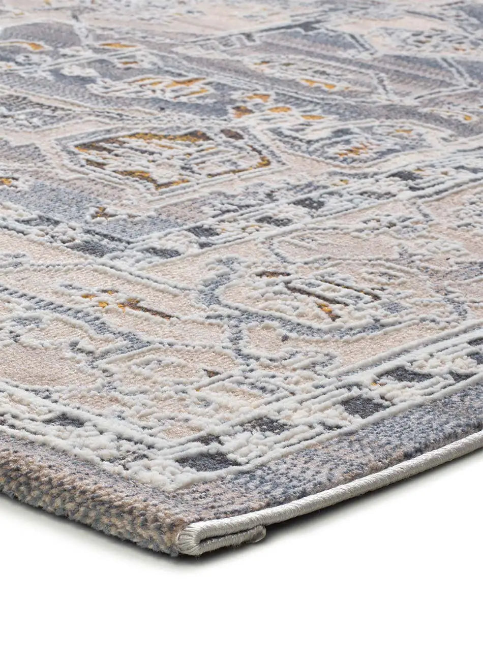 Alfombra clásica beige y azul Berta esquina 5214 Atticgo