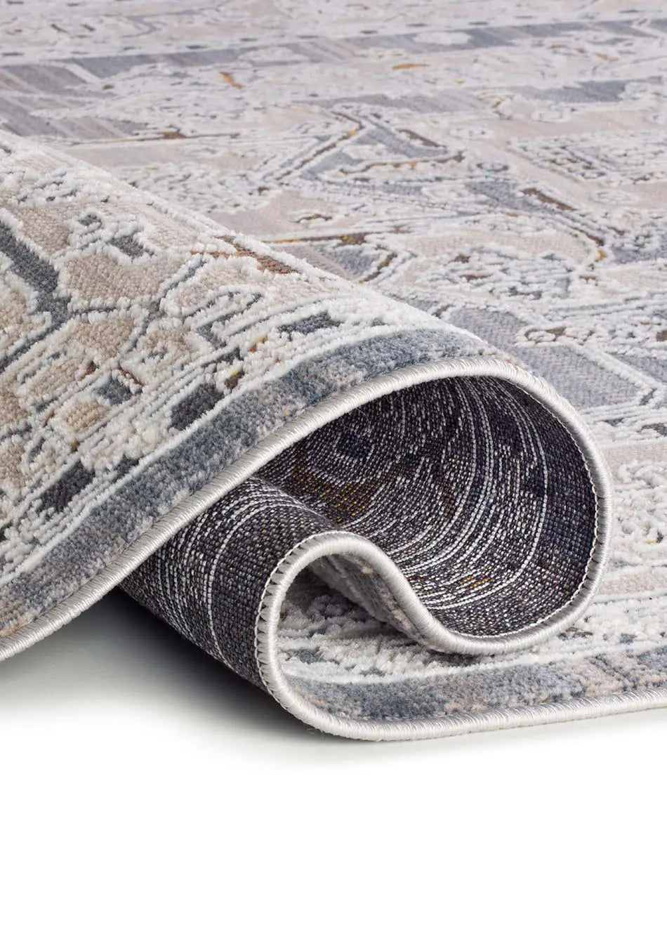 Alfombra clásica beige y azul Berta pliegue 5214 Atticgo