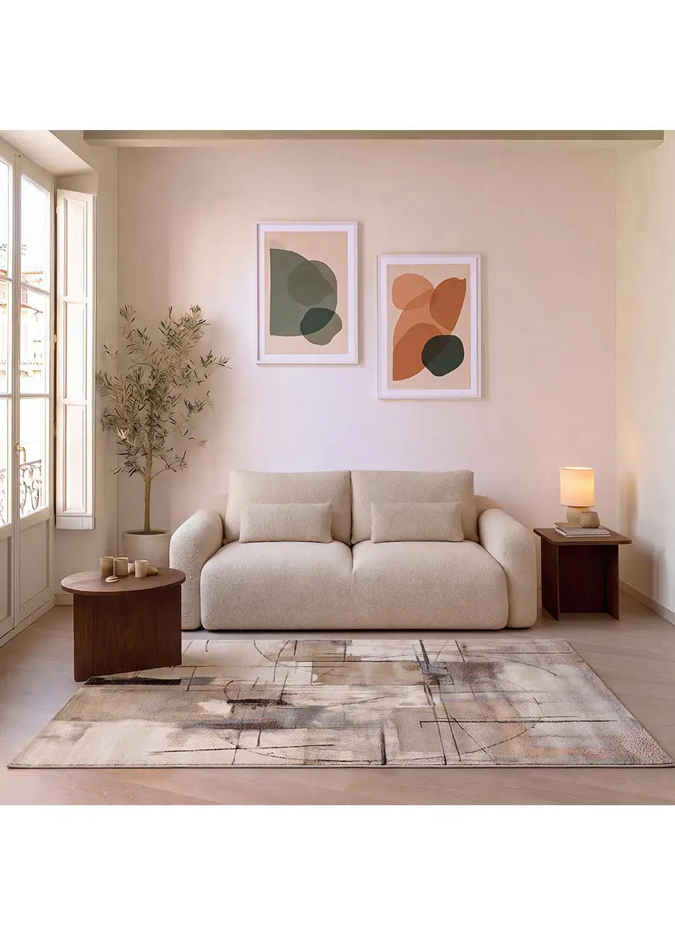 Alfombra salón abstracta Beruti 12921 Beige | Atticgo