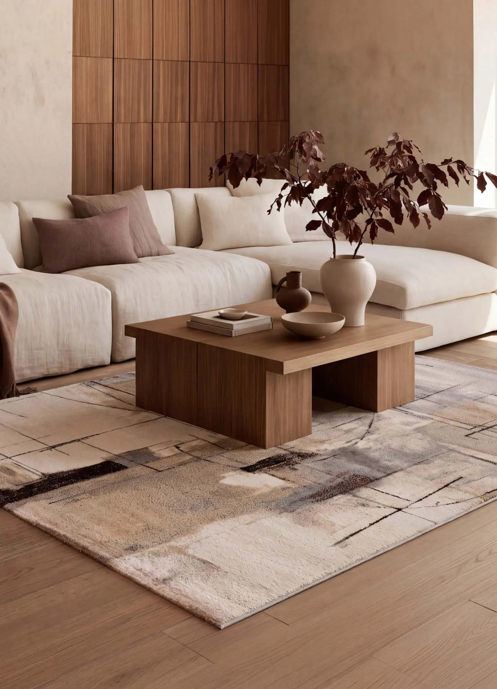 Alfombra salón abstracta Beruti 12921 Beige | Atticgo