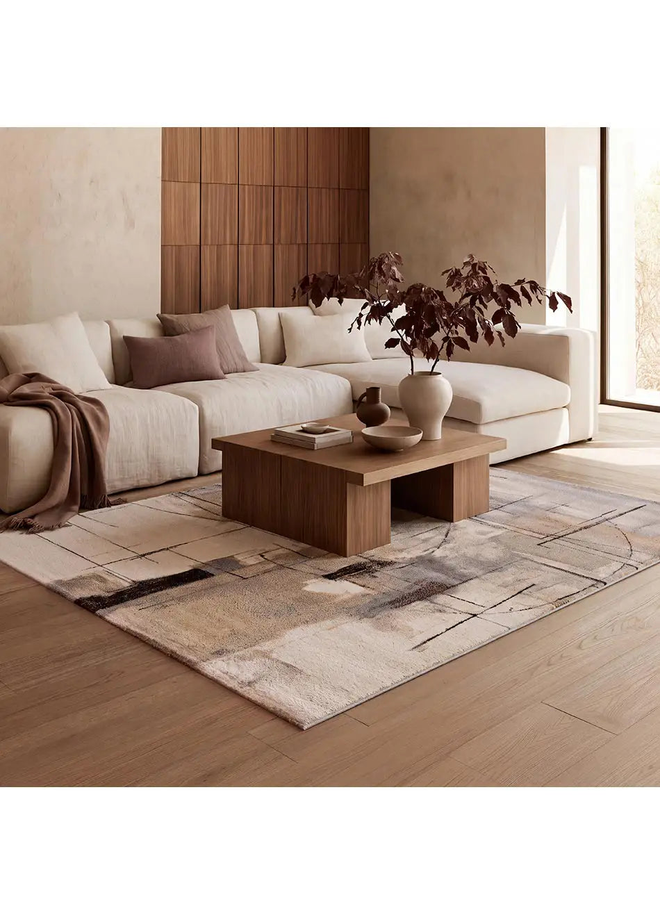 Alfombra salón abstracta Beruti 12921 Beige | Atticgo