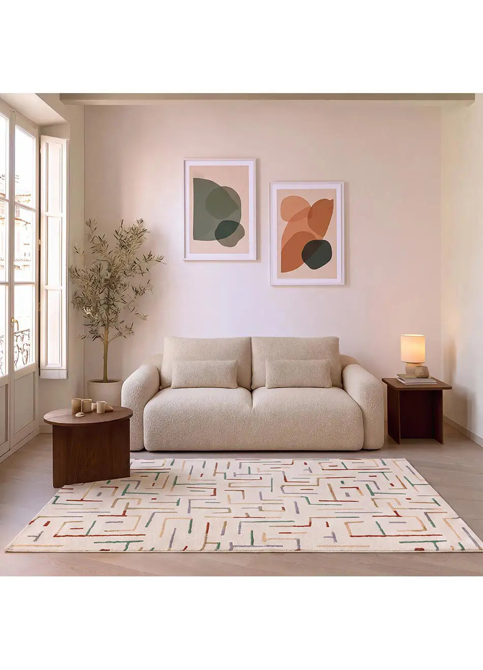 Alfombra salón geométrica Beruti 12925 Multicolor | Atticgo