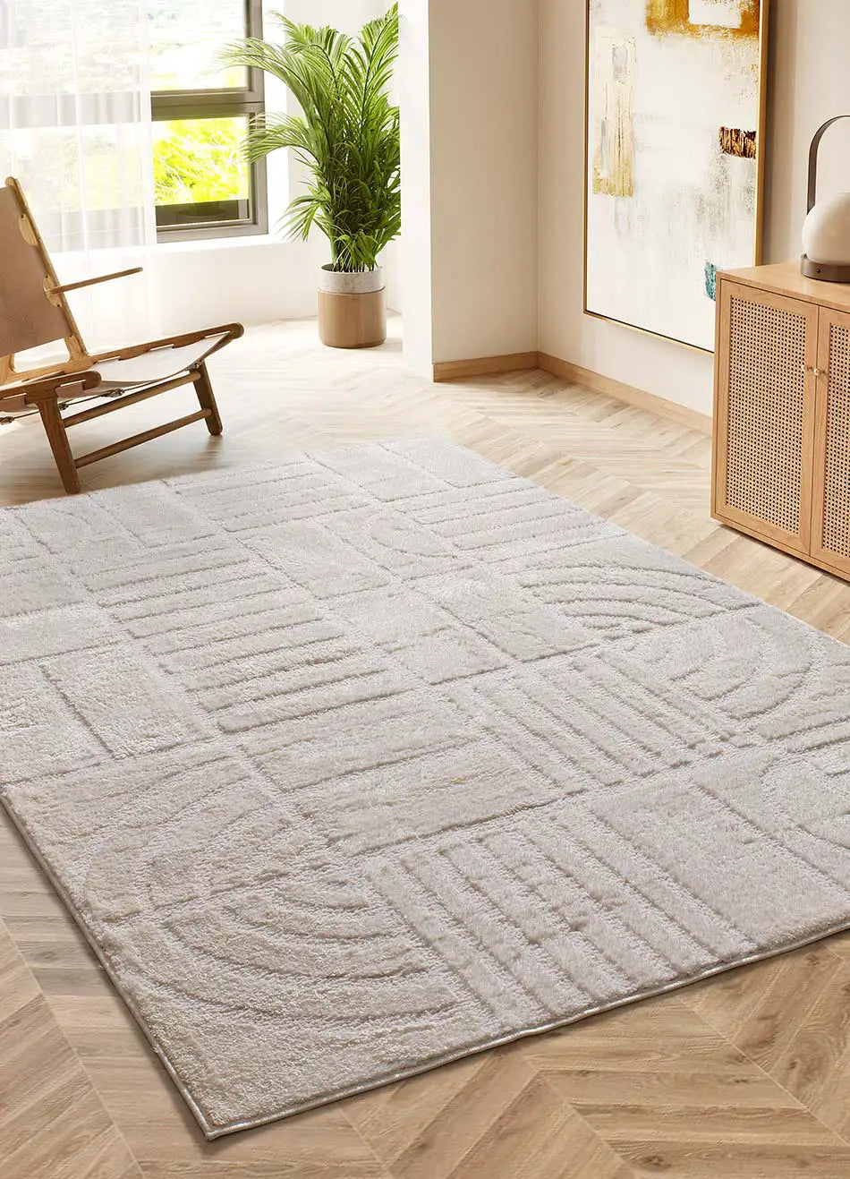 Alfombra de estilo escandinavo Blanche 8630 Blanco ambiente