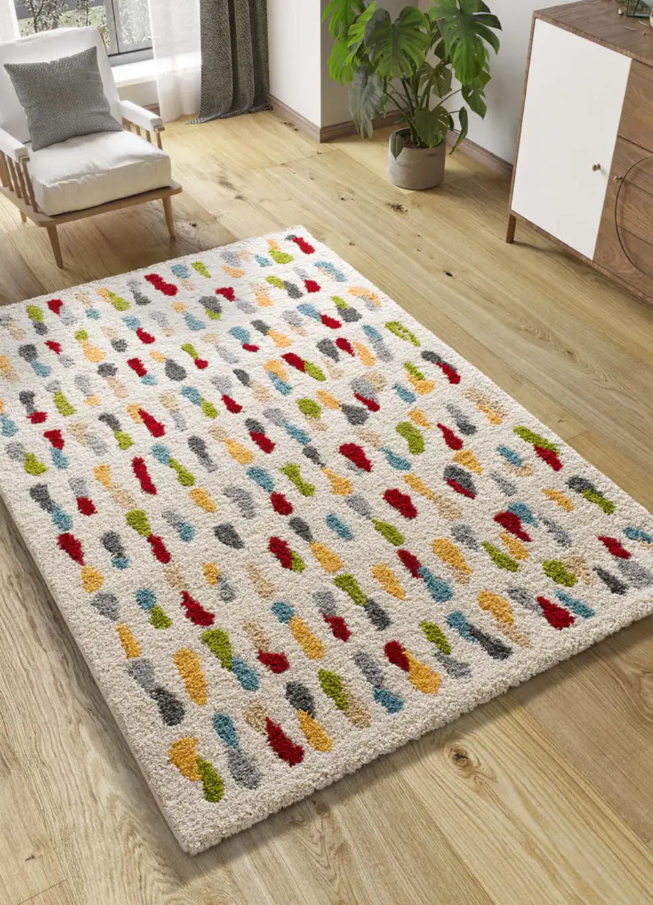 Atticgo Alfombra Shaggy Geométrica Bremen 8822 Multicolor ambiente