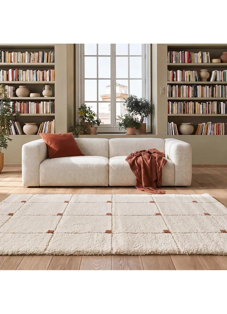Alfombra shaggy con relieve Brenda 8830 Blanco | Atticgo