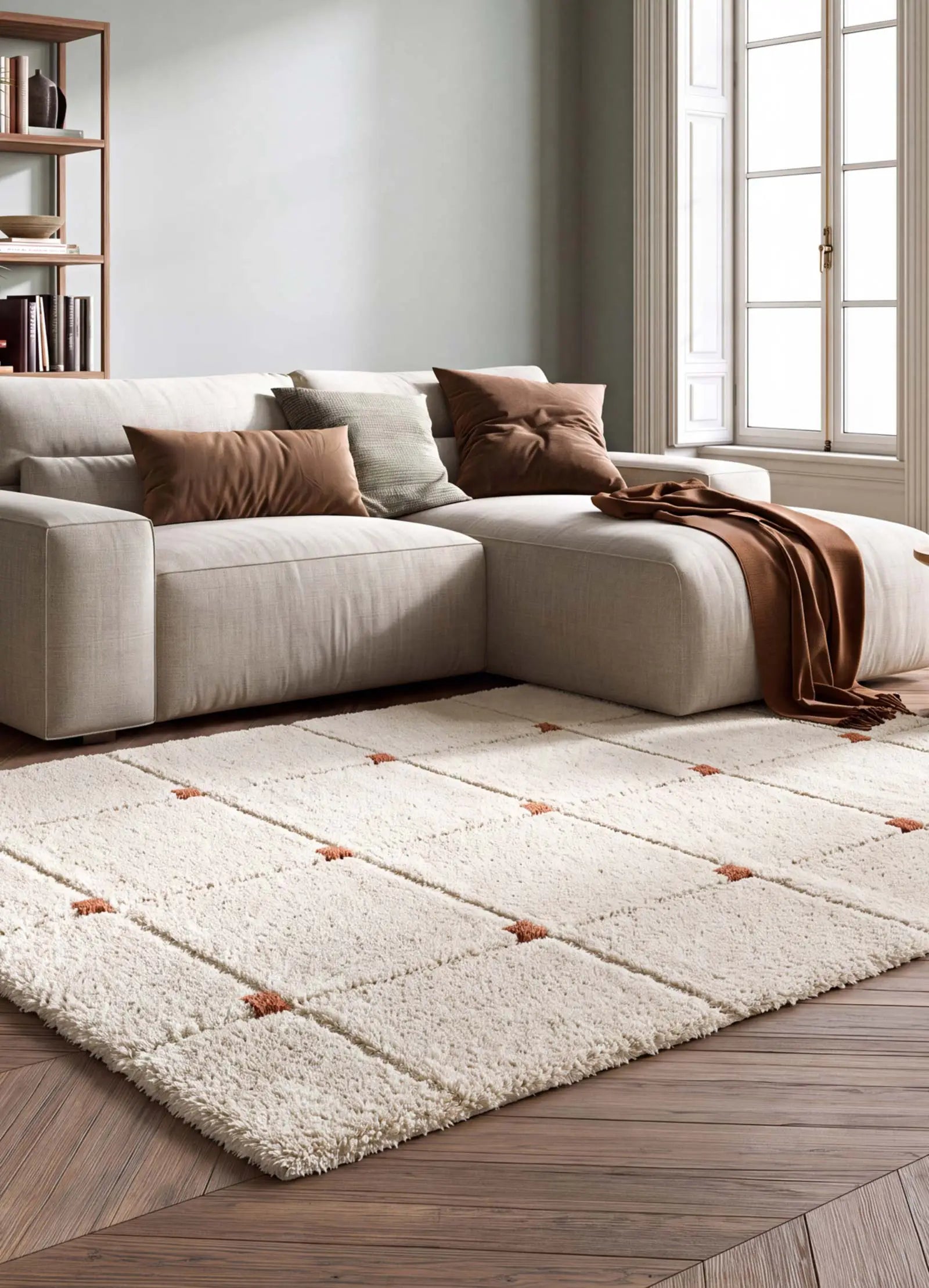 Alfombra shaggy con relieve Brenda 8830 Blanco | Atticgo