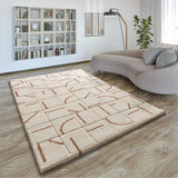 Atticgo Alfombra shaggy con relieve Brenda 8832 Blanco ambiente salón