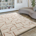 Atticgo Alfombra shaggy con relieve Brenda 8832 Blanco ambiente