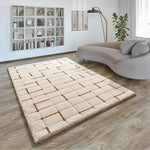 Atticgo Alfombra Shaggy con relieve Brenda 8834 Blanco ambiente salón