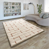 Atticgo Alfombra Shaggy con relieve Brenda 8834 Blanco ambiente salón