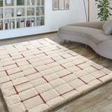 Atticgo Alfombra Shaggy con relieve Brenda 8834 Blanco ambiente