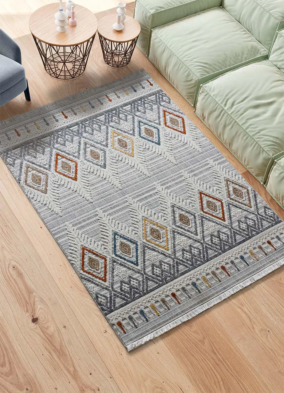 Atticgo Alfombra étnica con relieve y flecos Broadway 5184 Multi ambiente