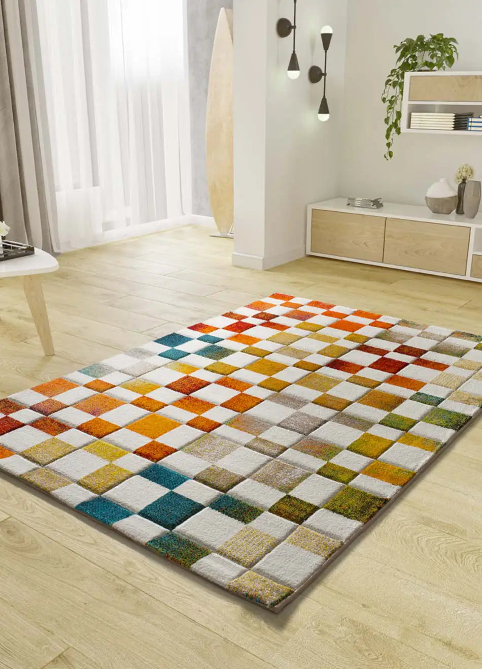 Atticgo Alfombra a cuadros Brunei 40411 Multicolor ambiente