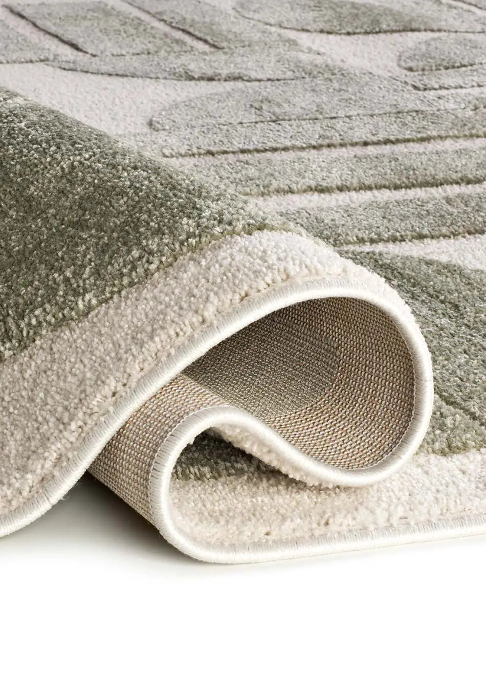 Alfombra geométrica verde Candela 2438 reverso | Atticgo