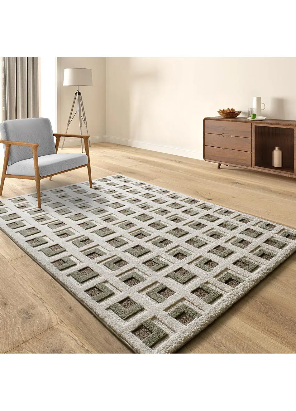 Alfombra geométrica para salón Candela 2450 Marrón Atticgo