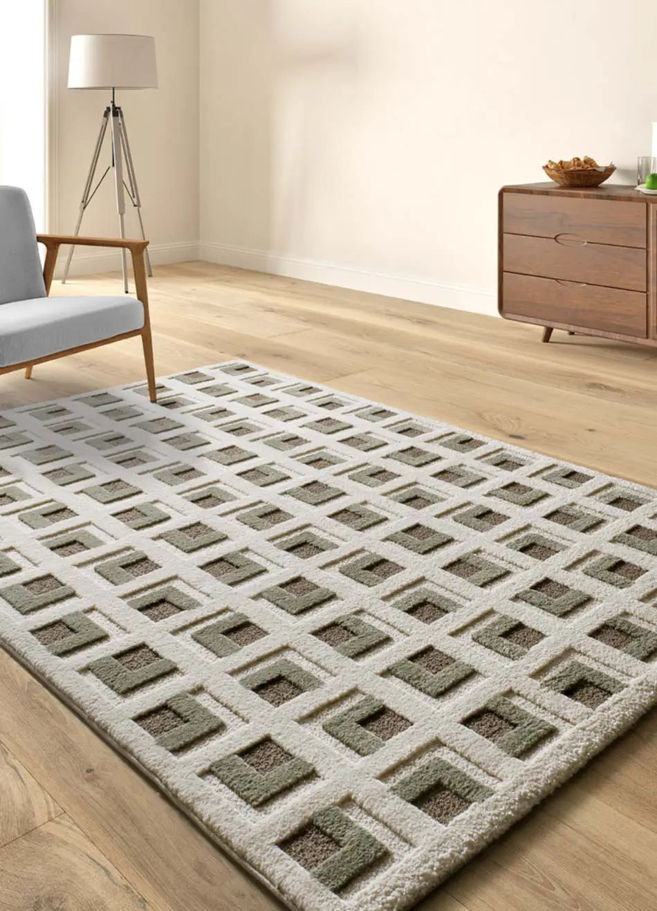 Alfombra geométrica salón Candela 2450 Marrón Atticgo