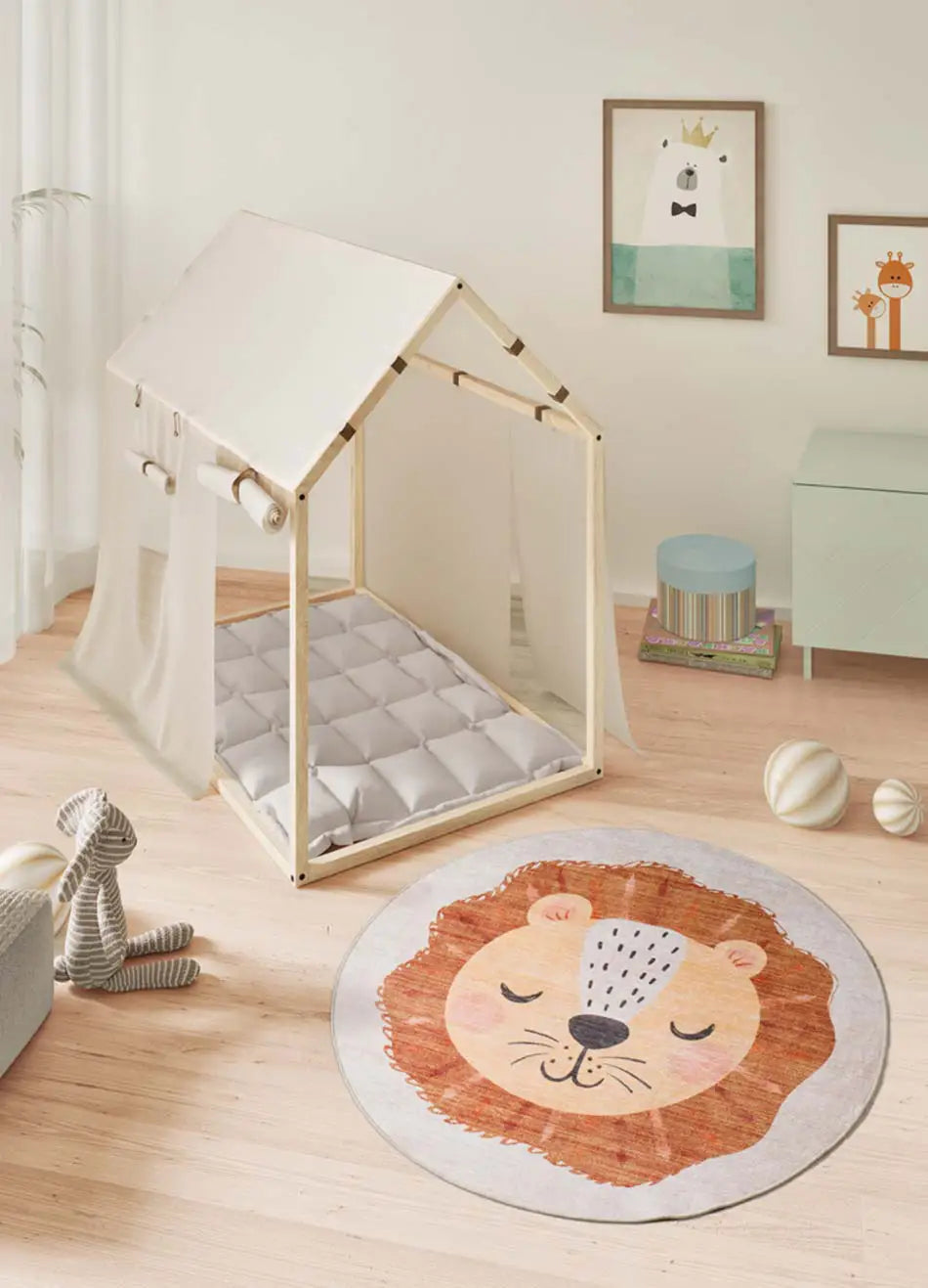 Atticgo Alfombra infantil redonda león Candy 20803 Caldera ambiente