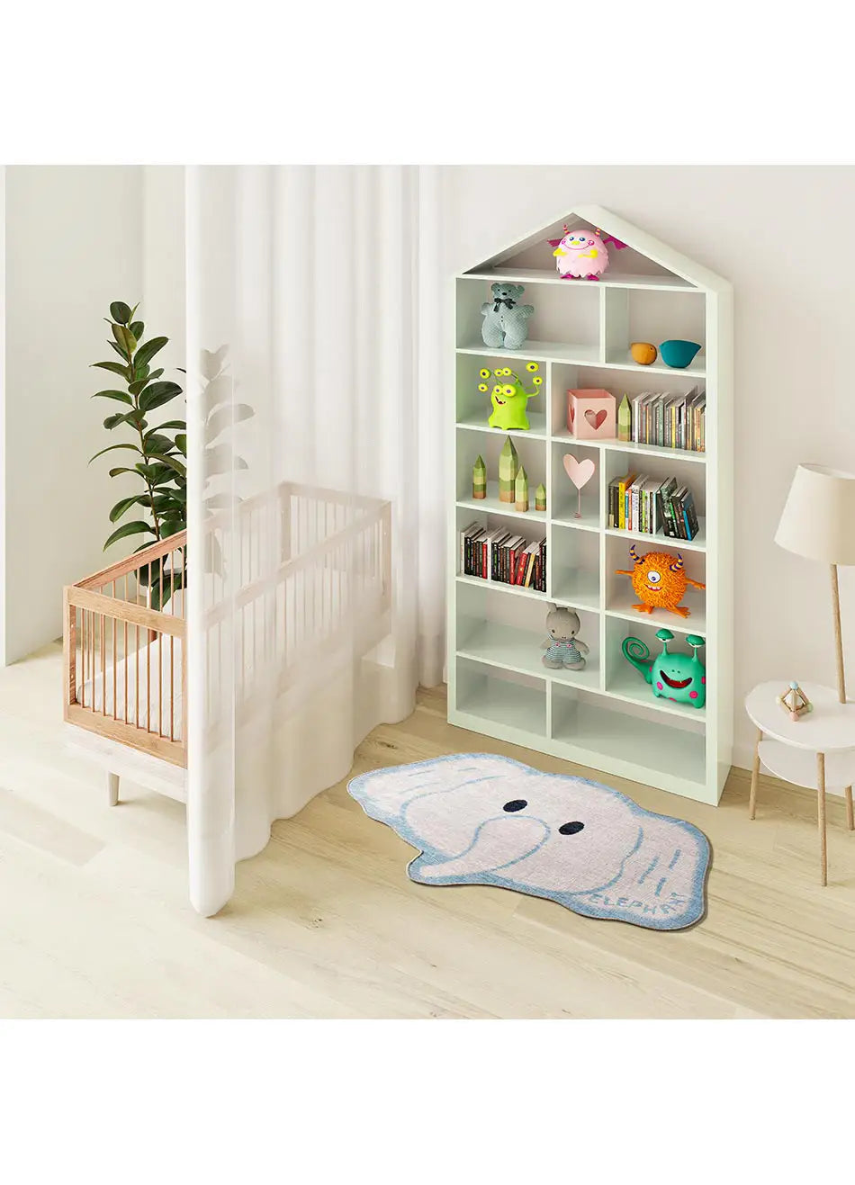 Atticgo Alfombra infantil lavable elefante Candy 22036 Blanco ambiente habitación