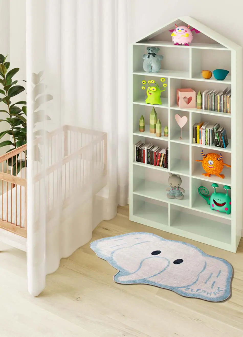 Atticgo Alfombra infantil lavable elefante Candy 22036 Blanco ambiente