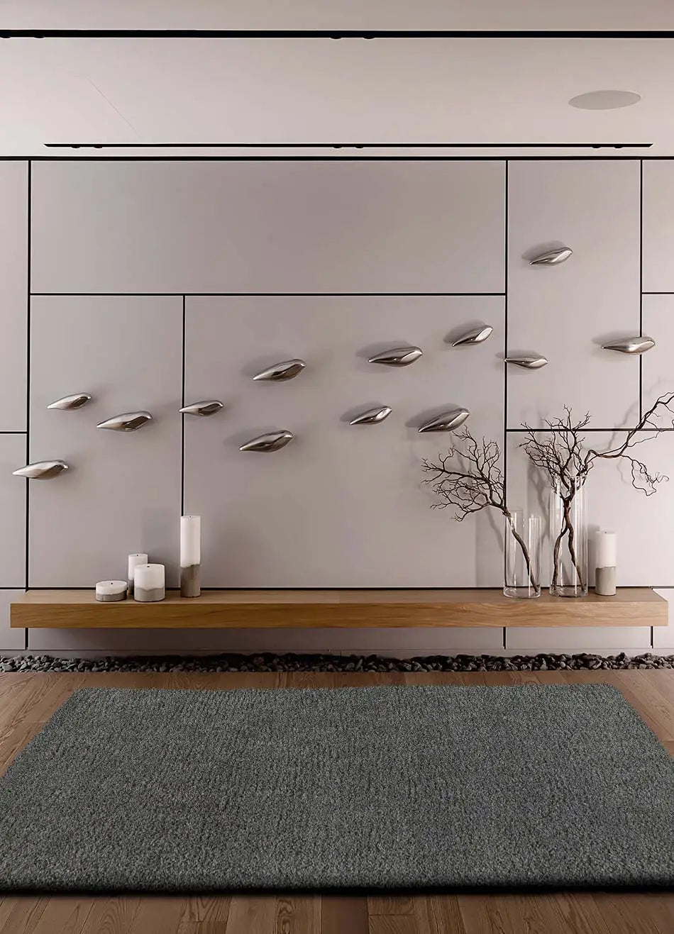 Alfombra de salón shaggy lisa Catay 8507 Antracita Atticgo