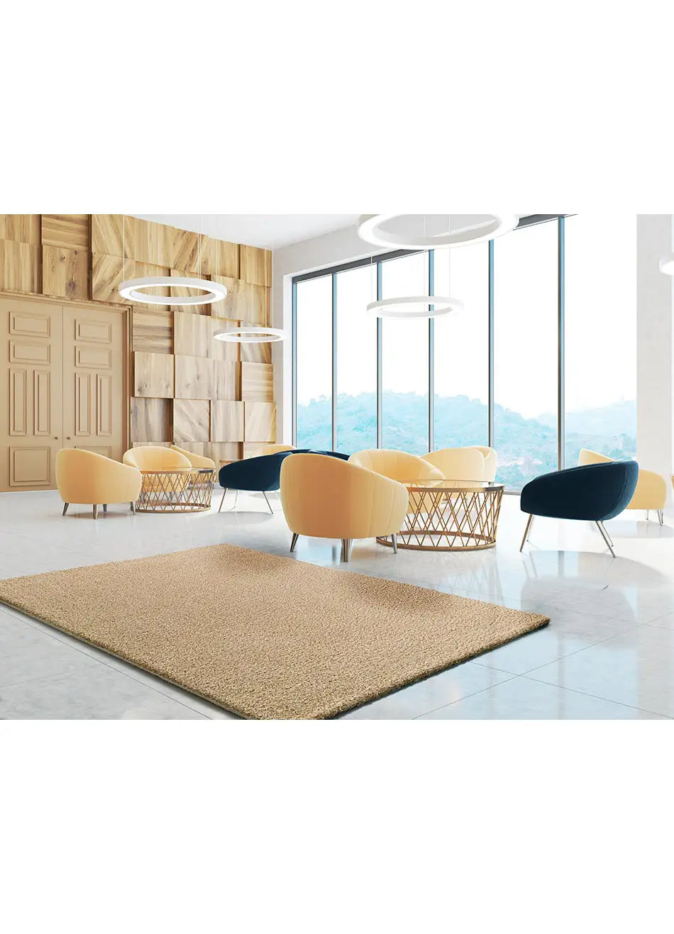 Alfombra shaggy de salón lisa Catay 8507 Beige Atticgo