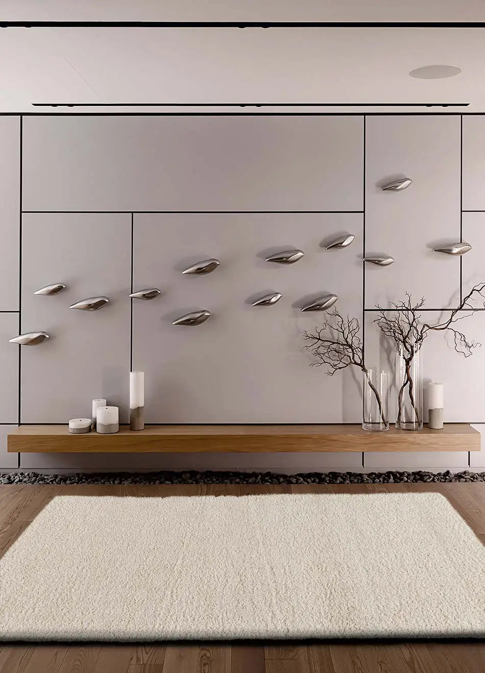 Alfombra shaggy salón lisa Catay 8507 Blanco Atticgo