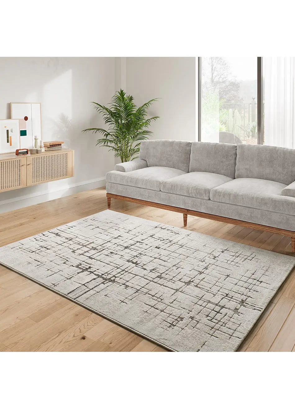 Alfombra moderna en crema y marrón Ceres 28001 Atticgo Para salón