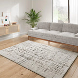 Alfombra moderna en crema y marrón Ceres 28001 Atticgo Para salón