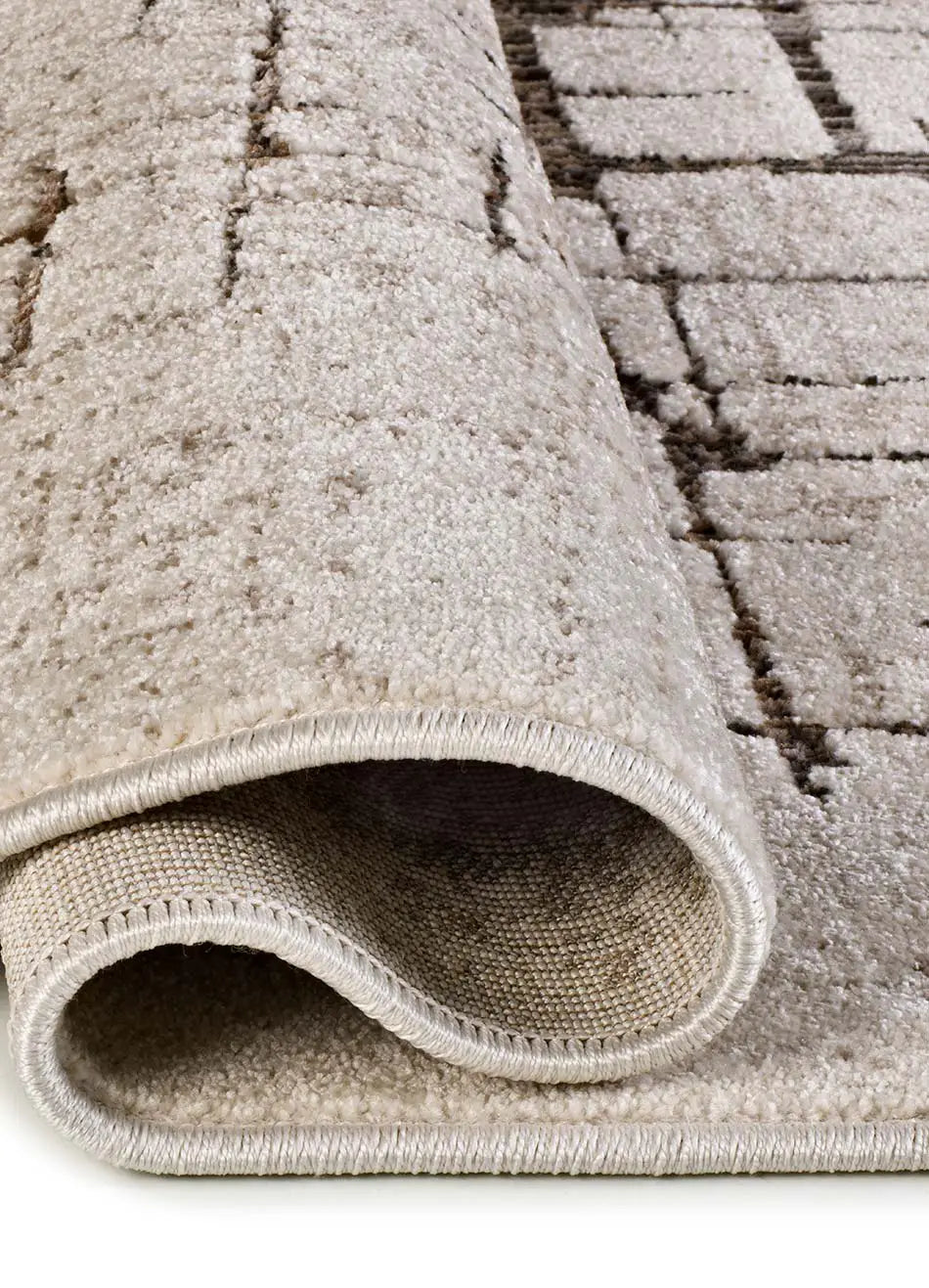 Backing Alfombra moderna en crema y marrón Ceres 28001 Atticgo