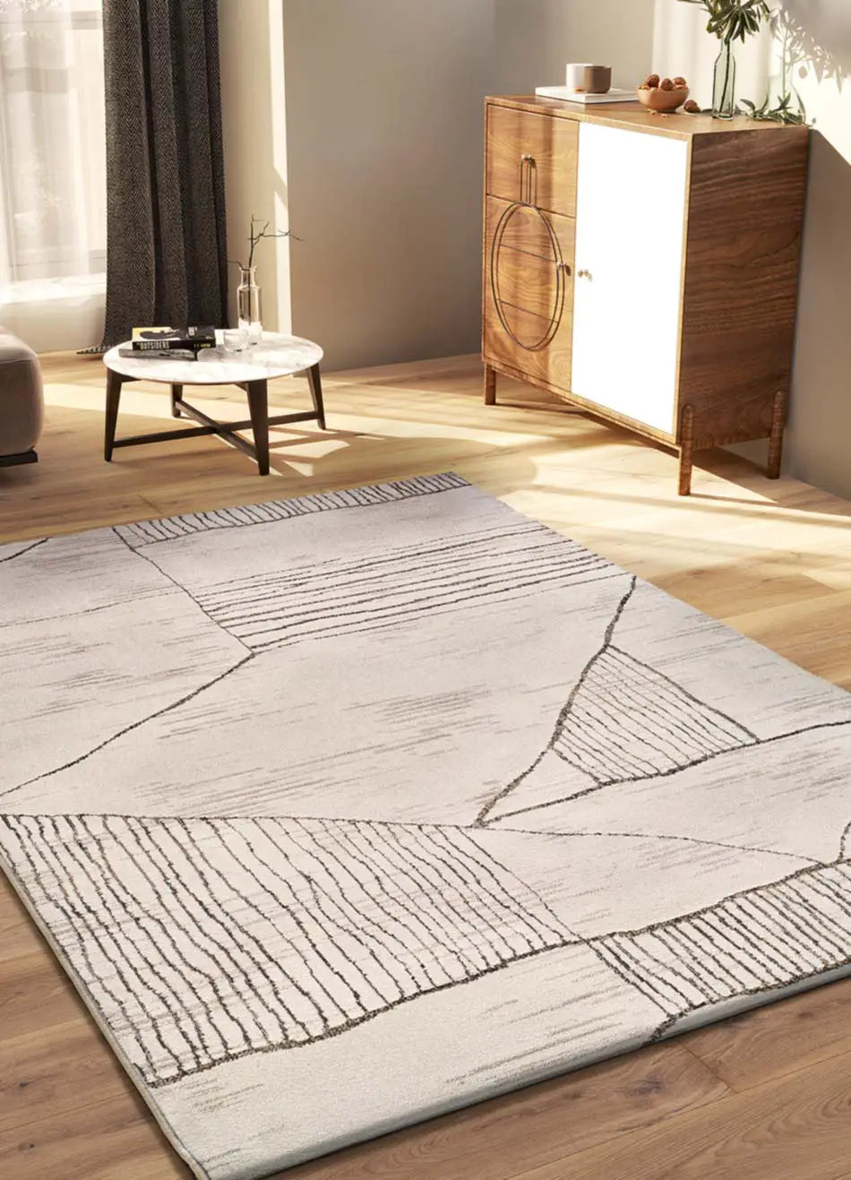 Alfombra salón étnica en crema y marrón Ceres 54003 Atticgo