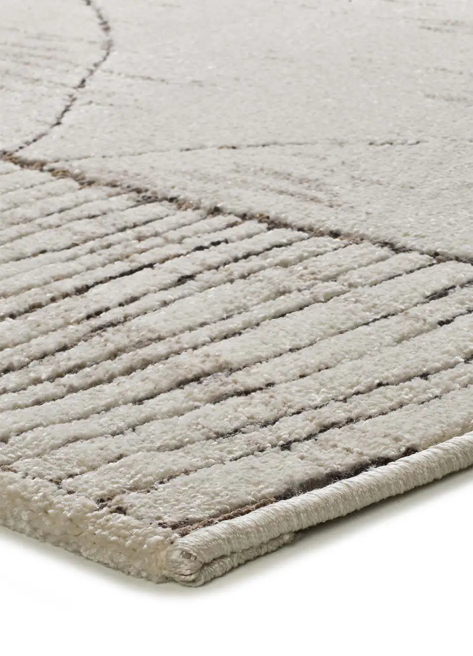 Esquina Alfombra étnica en crema y marrón Ceres 54003 Atticgo