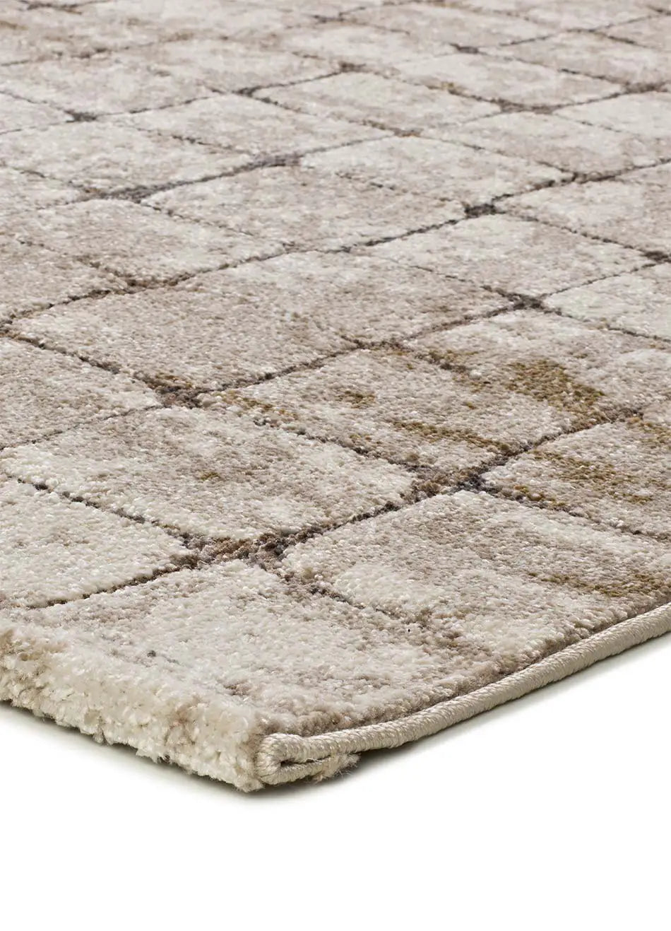 Alfombra geométrica esquina crema y marrón Ceres 71002 | Atticgo