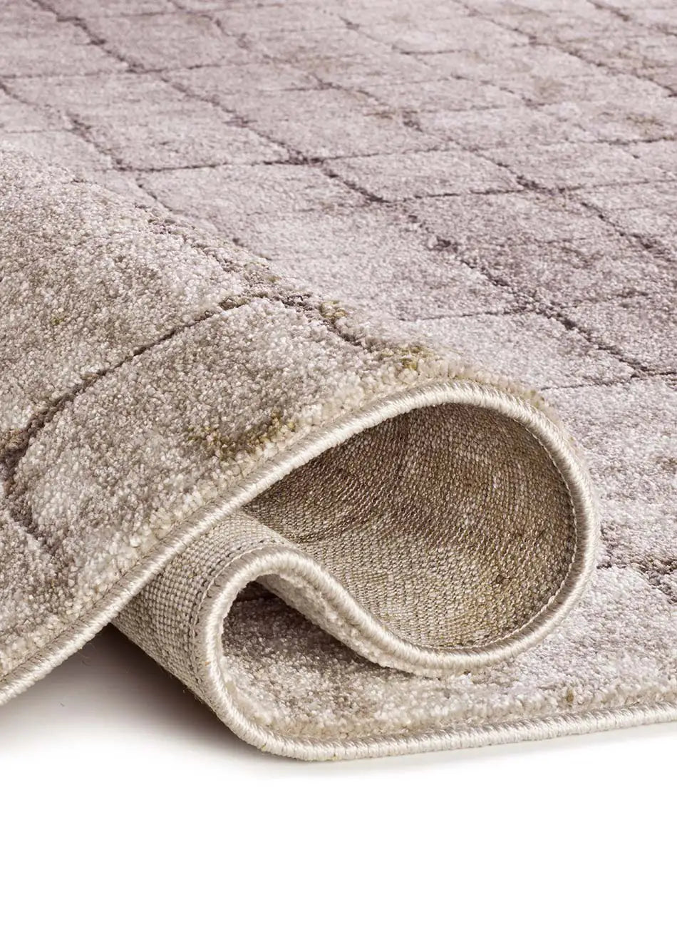 Alfombra geométrica pliegue crema y marrón Ceres 71002 | Atticgo