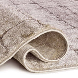 Alfombra geométrica pliegue crema y marrón Ceres 71002 | Atticgo