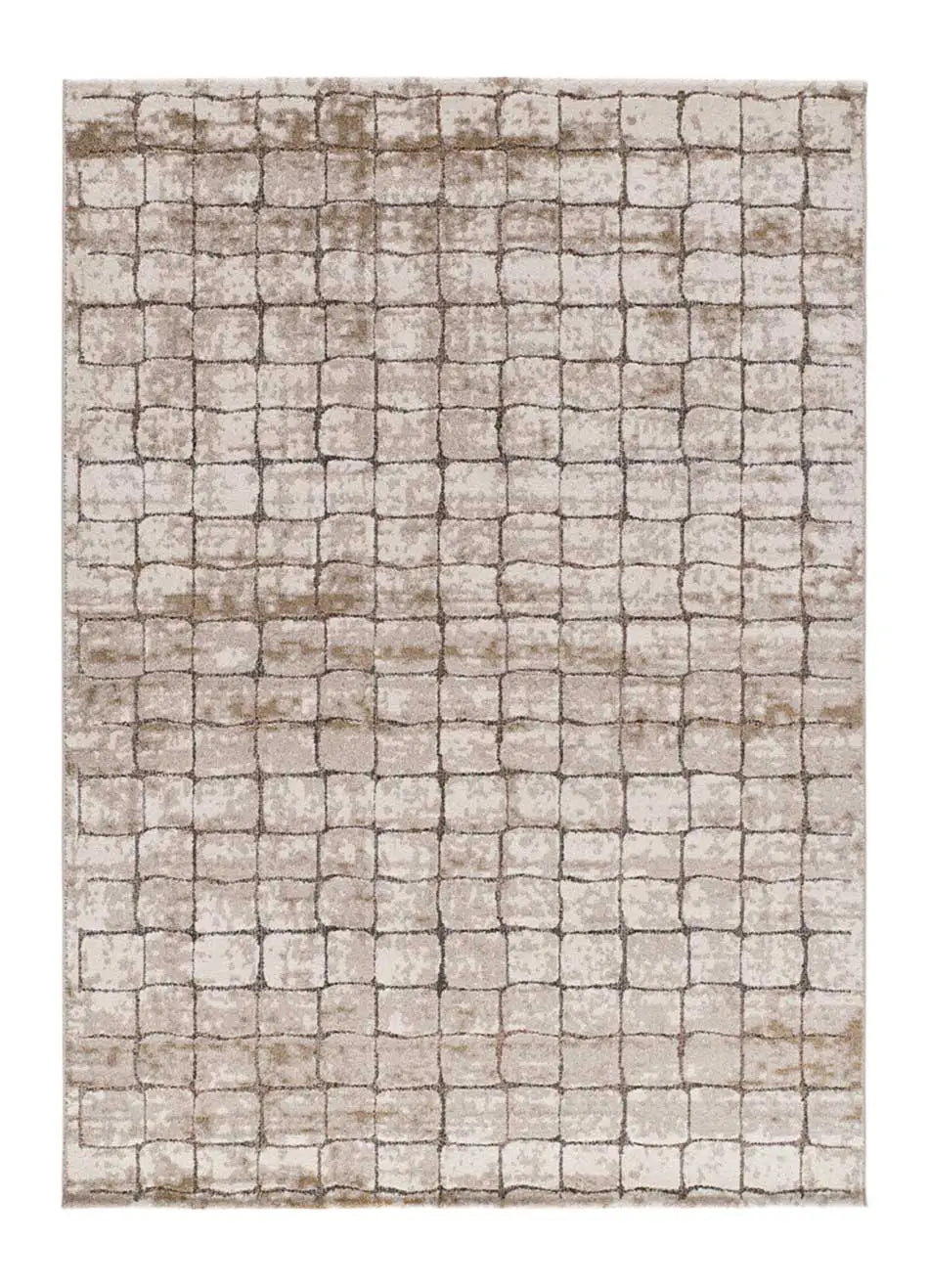 Alfombra geométrica crema y marrón Ceres 71002 | Atticgo