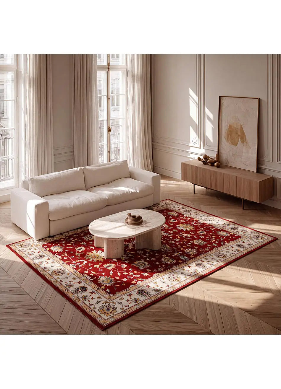 Alfombra vintage salón Classic 12505 Rojo Atticgo