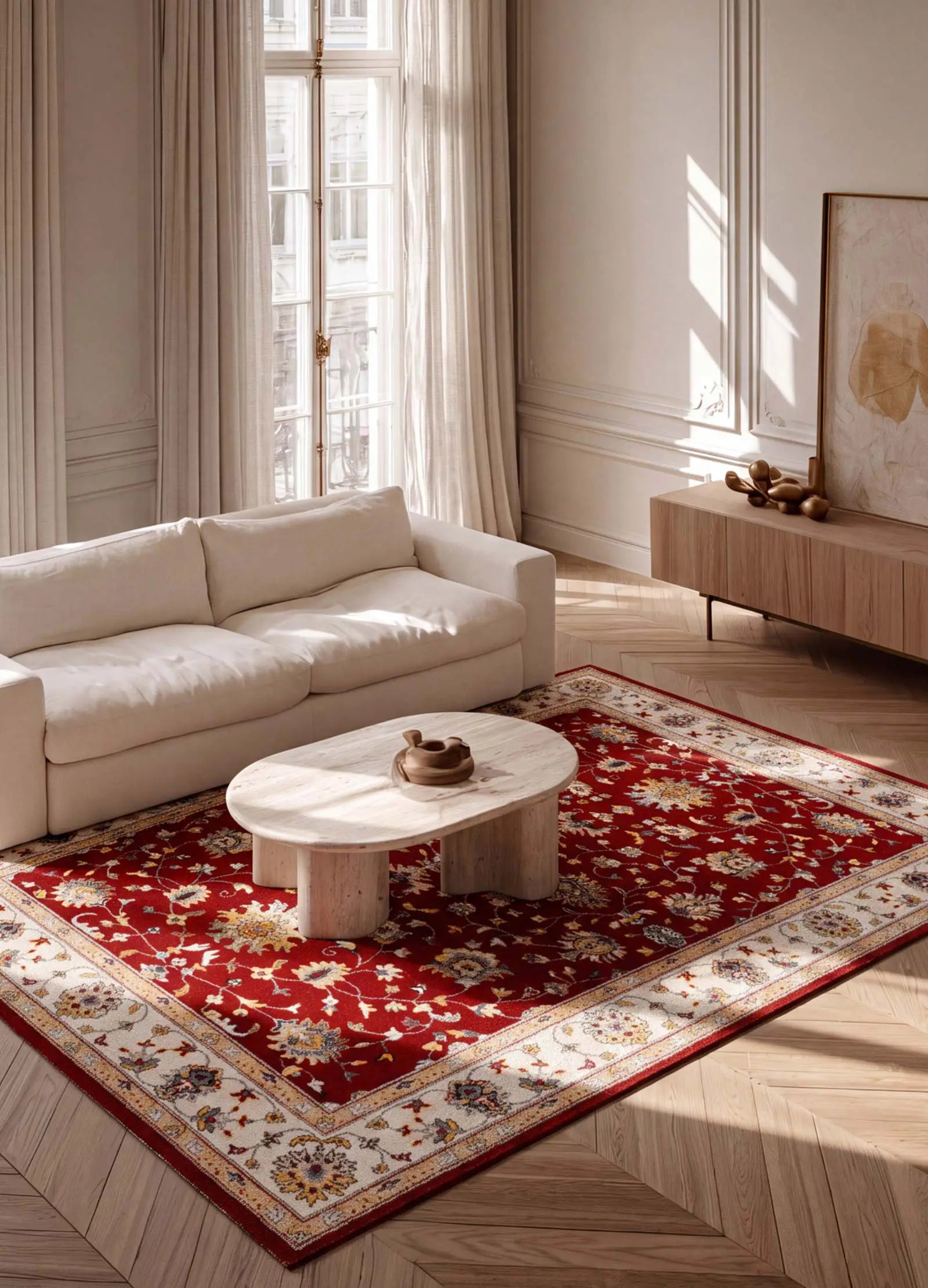 Alfombra vintage salón Classic 12505 Rojo Atticgo