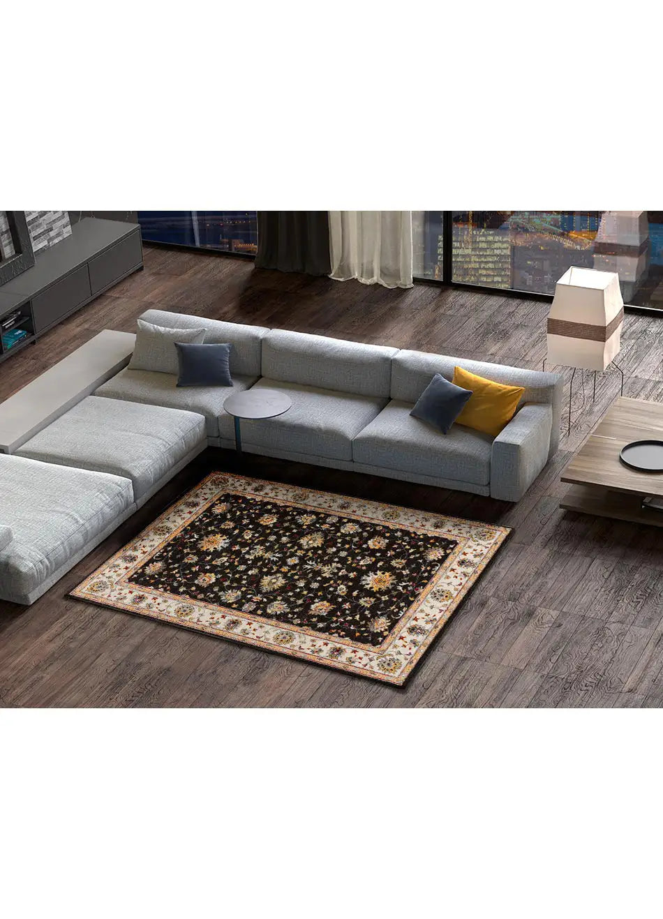 Alfombra vintage Classic 12505 Antracita en salón| Atticgo