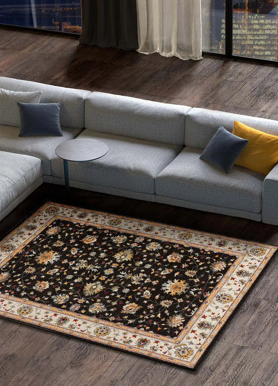 Alfombra vintage Classic 12505 Antracita ambiente | Atticgo