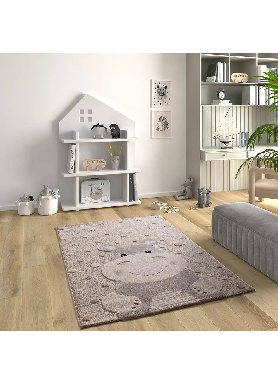 Atticgo Alfombra infantil hipopótamo Clown 2345 Piedra ambiente salón