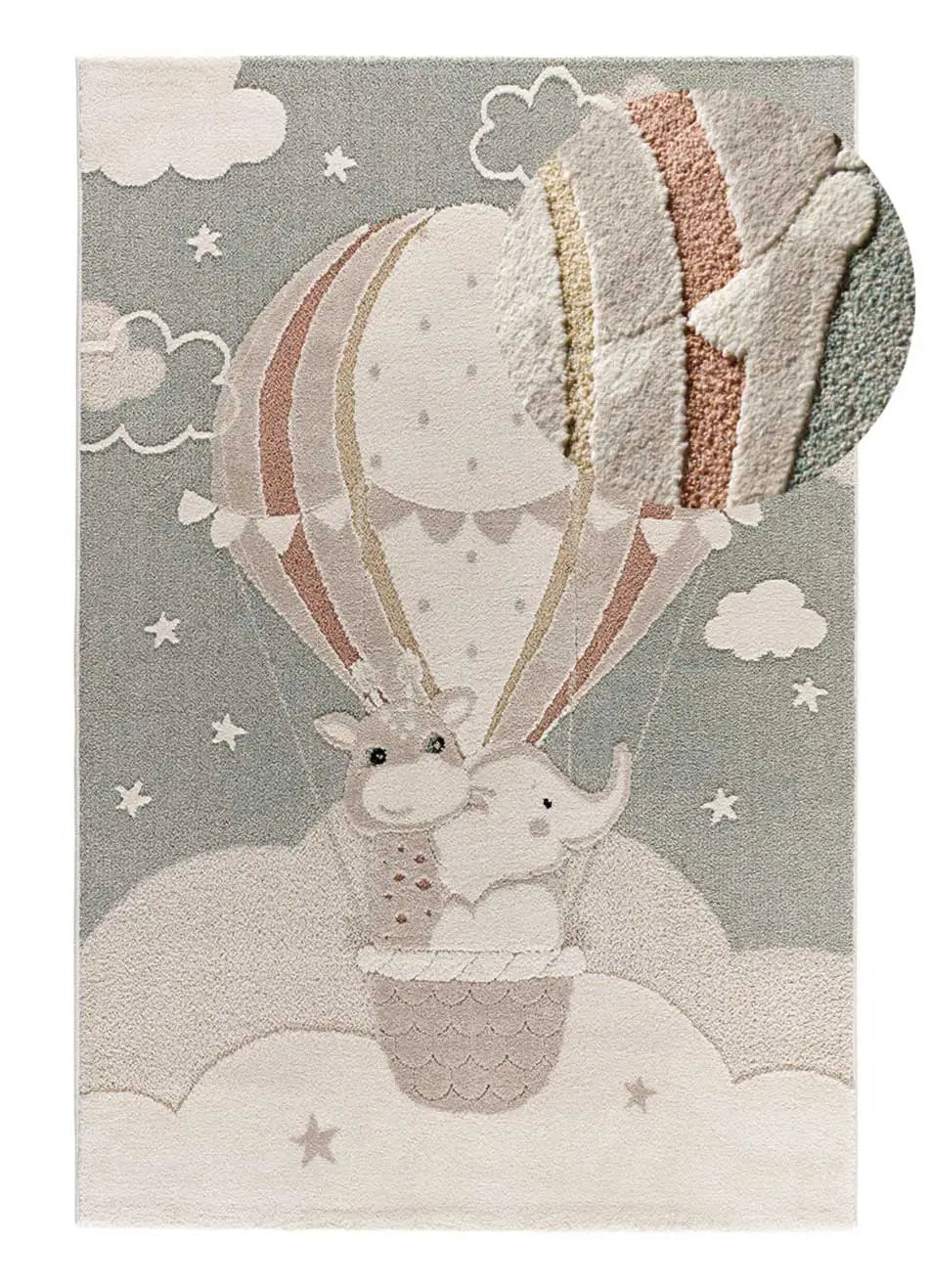 Atticgo Alfombra infantil globo animales Clown 2366 Verde lupa