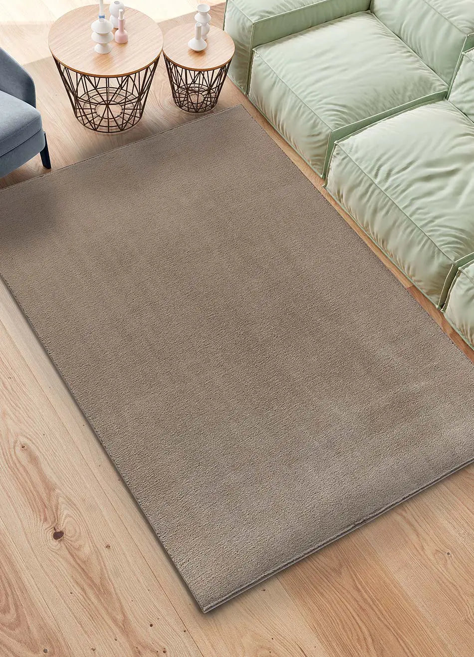 Alfombra lavable de microfibra Coraline Liso Visón Ambiente