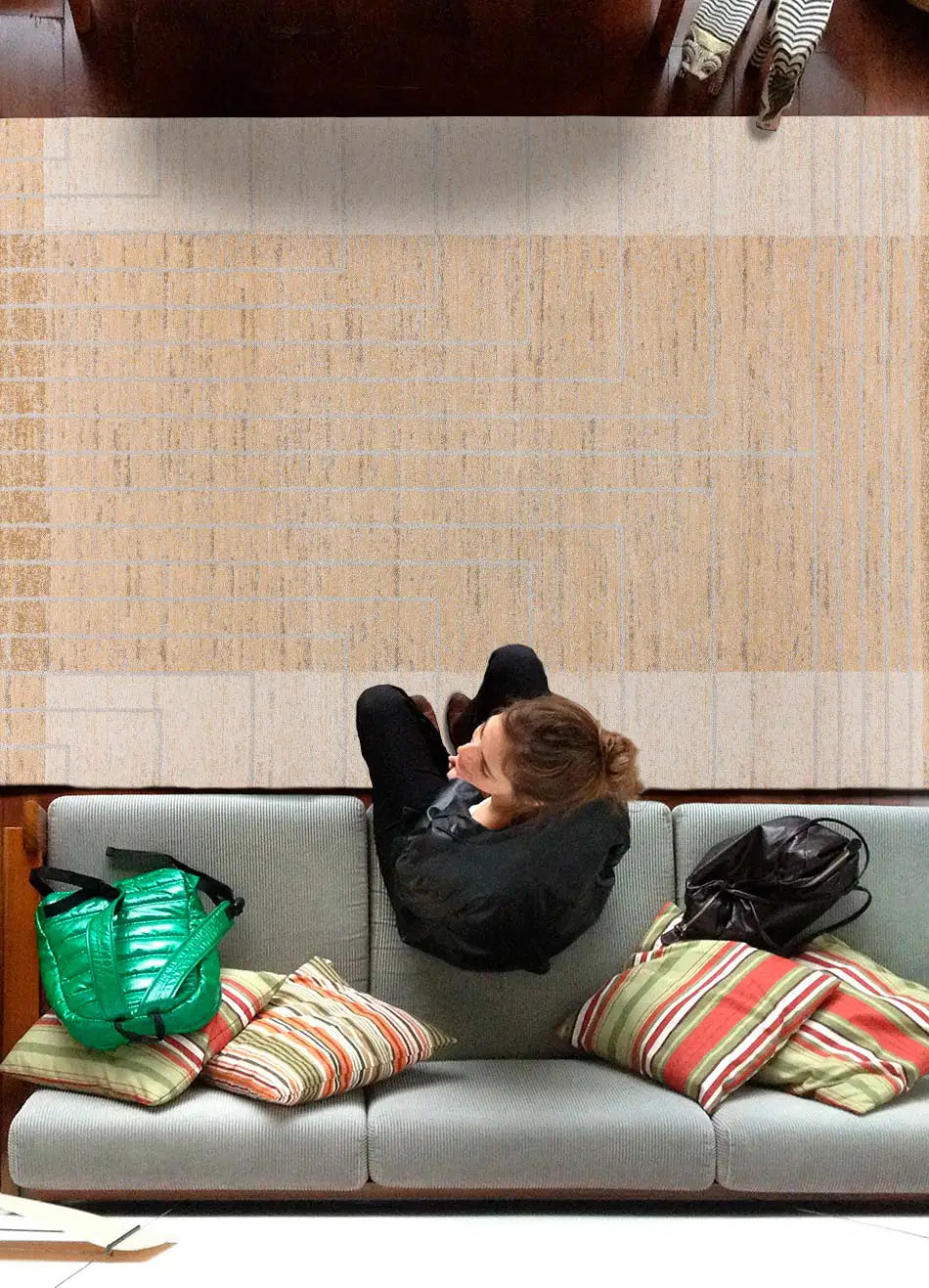 Atticgo Alfombra Geométrica Craft 12932 Beige ambiente