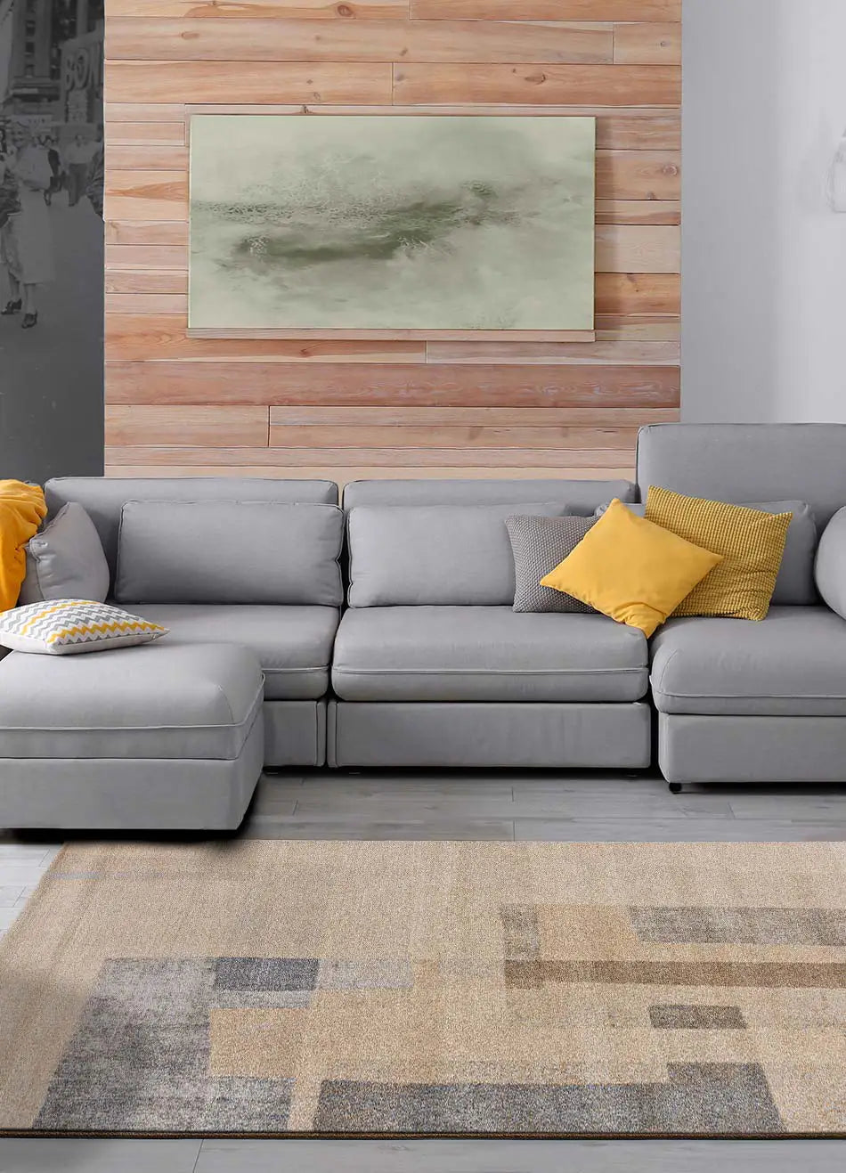 Atticgo Alfombra abstracta Cream 12652 Beige ambiente