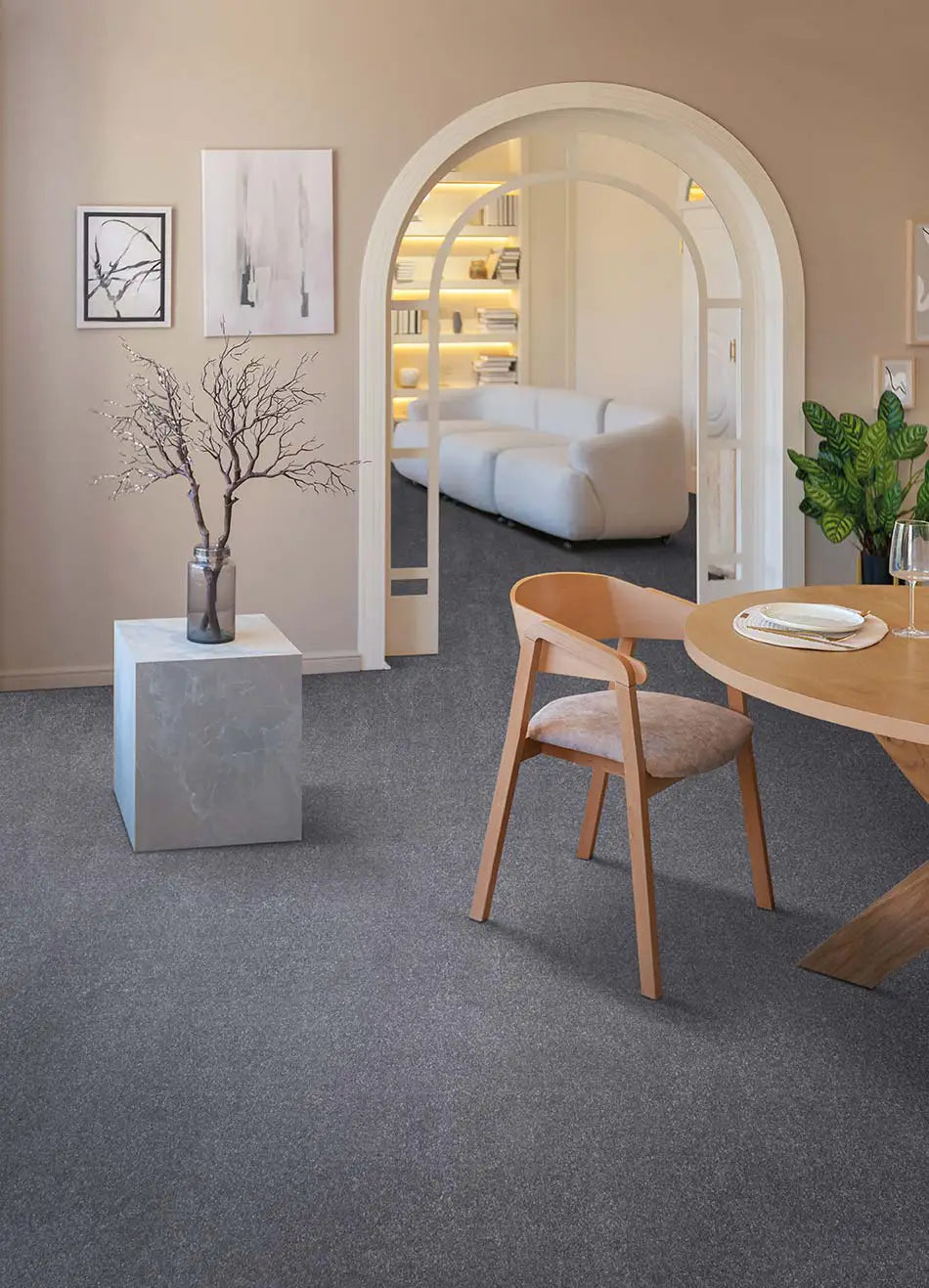 Alfombra a medida Crescent Liso Gris Ambiente | Atticgo